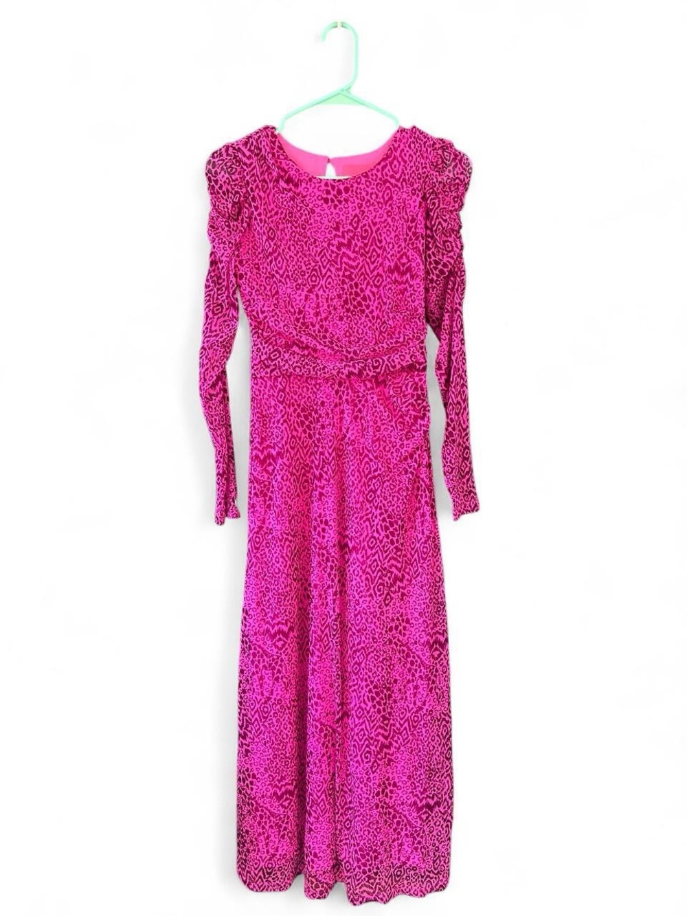 Lilly Pulitzer Preslie Long Sleeve Midi Dress Cerise Pink Pattern Play SZ XS